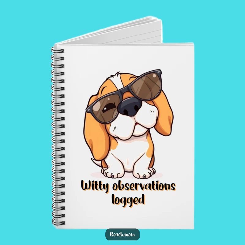 Funny Basset Hound Winking Sunglasses Notebook - Cool Ideas Journal Gift
