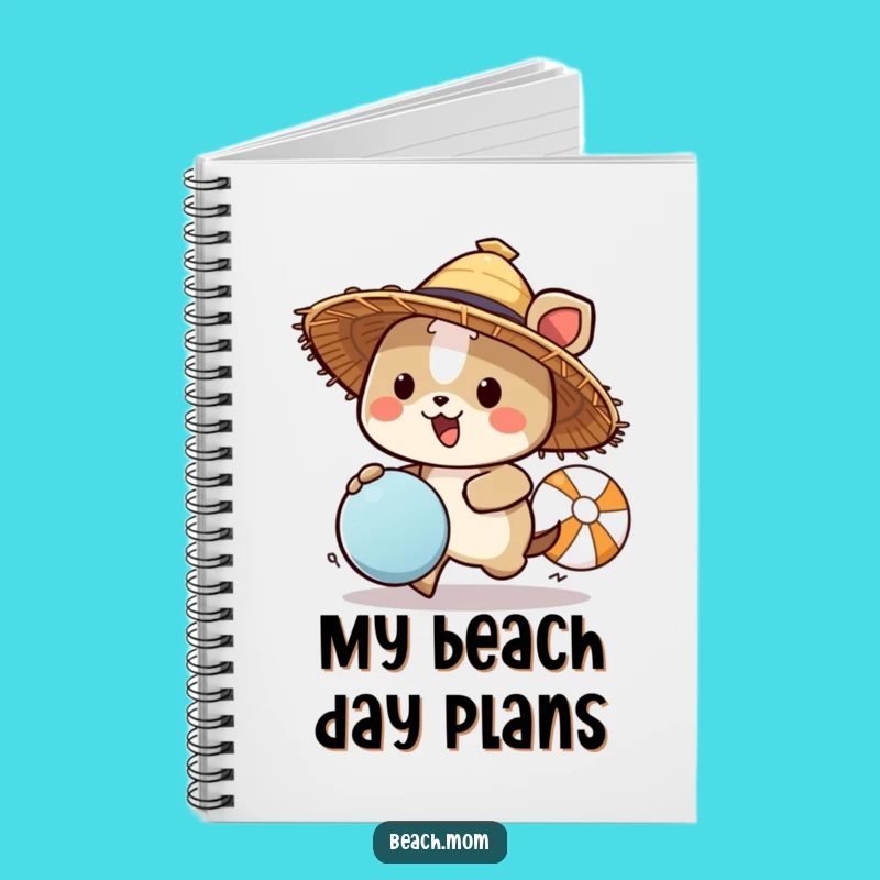Funny Beach Animal Notebook - Straw Hat Ball Chasing Journal