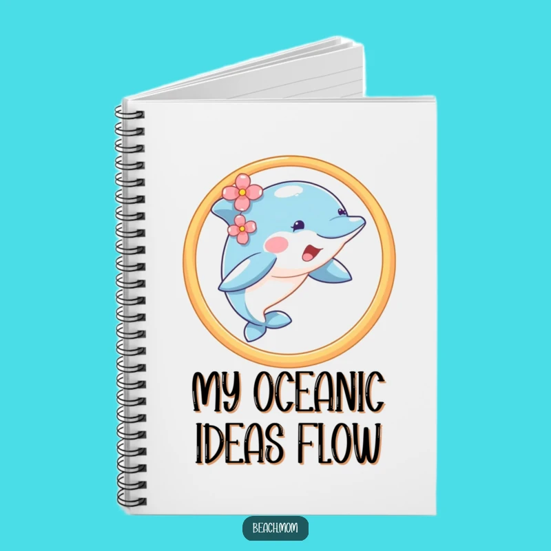 Funny Dolphin Hoop Jump Notebook - Journal Flower Ear Diary Gift