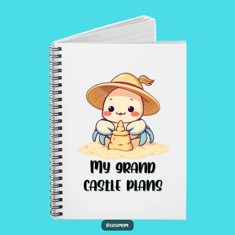 Funny Kawaii Crab Sandcastle Notebook: Cute Beach Character Funny Journal