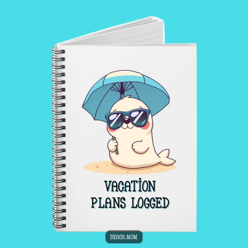 Funny Kawaii Seal Sunglasses Notebook - Cool Beach Diary