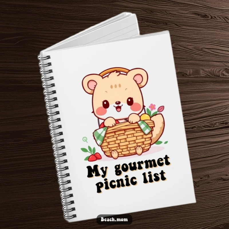 Funny notebook: An excited animal character diligently packing a picnic basket, ready to hold all your brilliant ideas.
