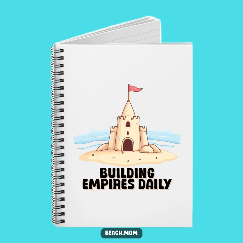 Funny Sandcastle Journal: Cheerful Castle Waving Flag at Ocean