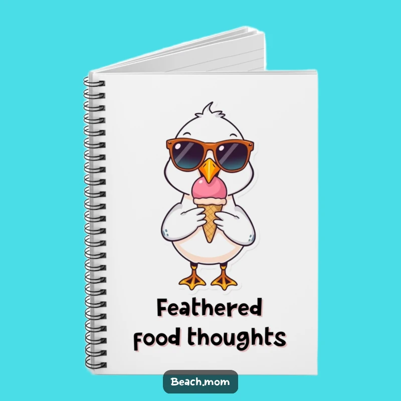 Funny Seagull Notebook: Cool Sunglasses Ice Cream Journal, Gift