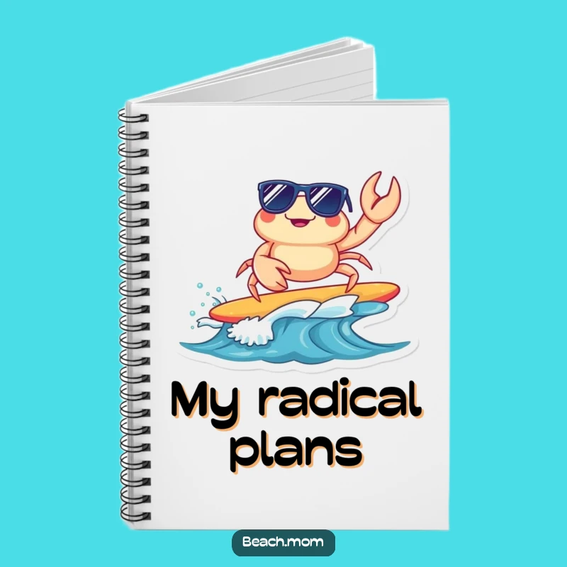 Funny Surfing Crab Notebook: Cool Sunglasses Journal, Perfect Gift