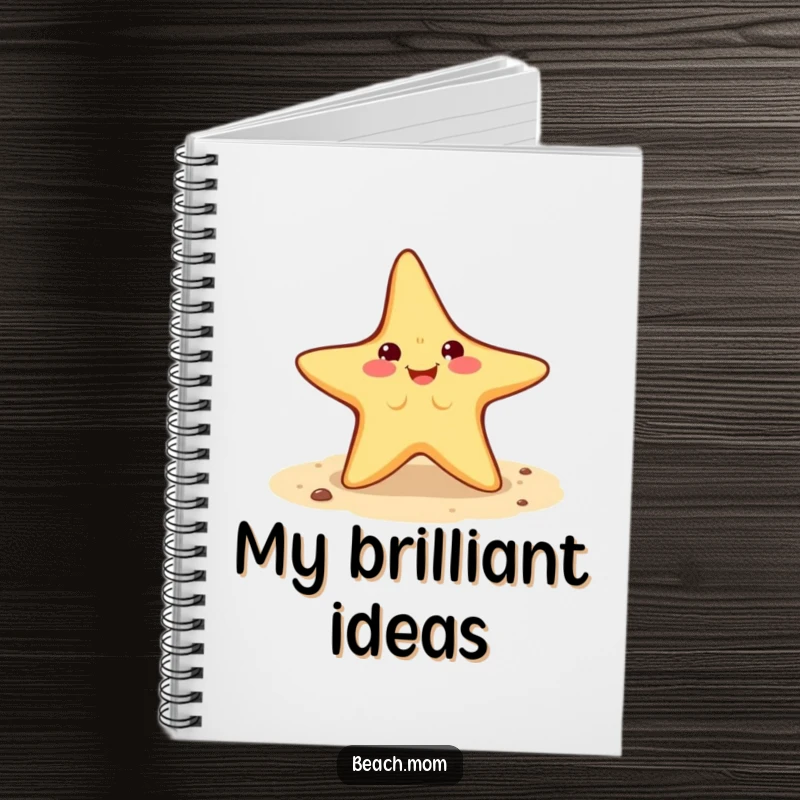 Funny Starfish Notebook cover: a smiling starfish doing a cartwheel on sand, inspiring movement and creativity.