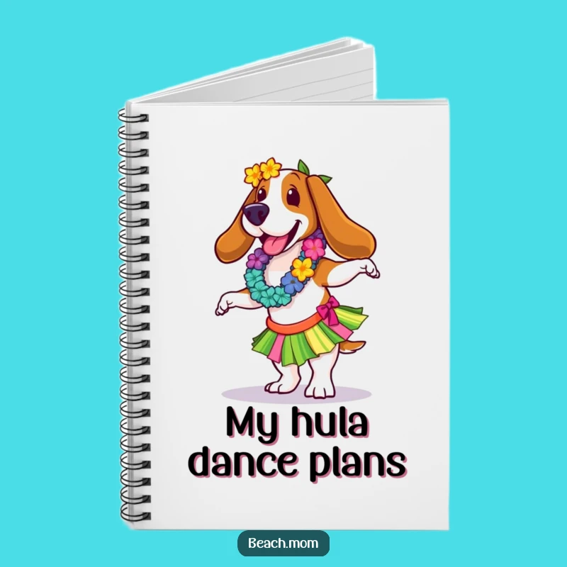 Funny Basset Hound Hula Dancer Notebook: Hilarious Tropical Journal Gift
