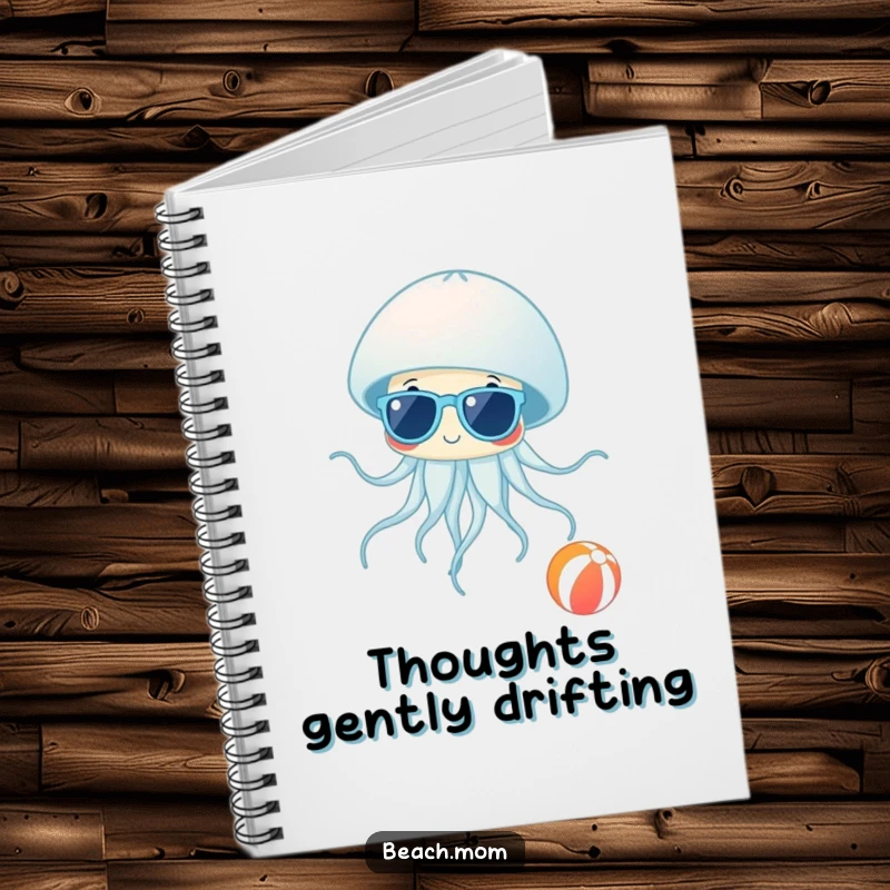 Funny Jellyfish Shades Notebook: Lined journal with a jellyfish in sunglasses near a beach ball, perfect for funny beach-themed notes.