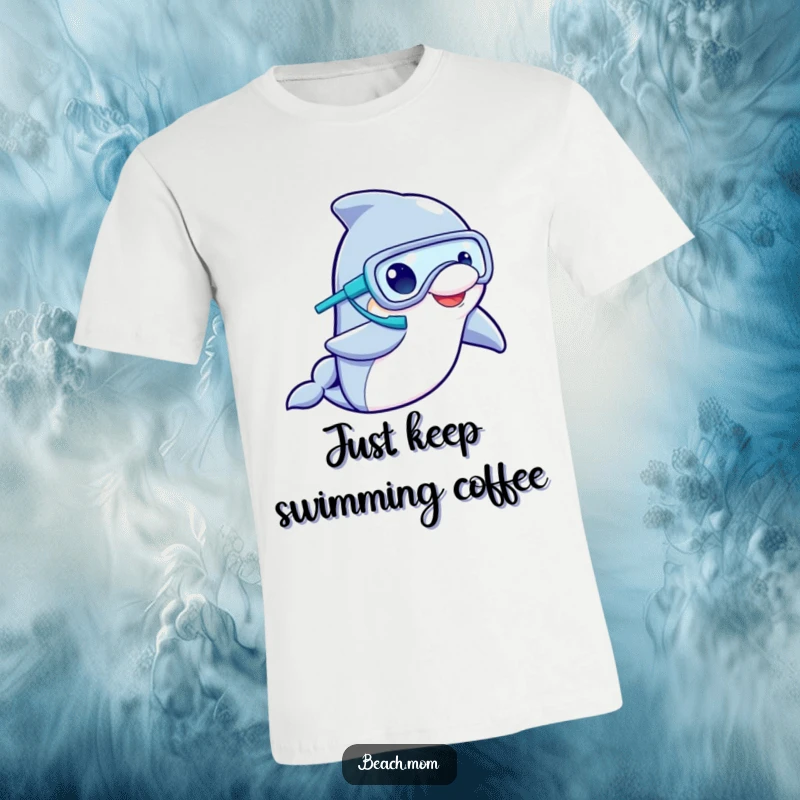 Funny Dolphin Snorkeler T-Shirt: A graphic tee featuring a dolphin with a snorkel mask waving a flipper, perfect for funny sea adventures.