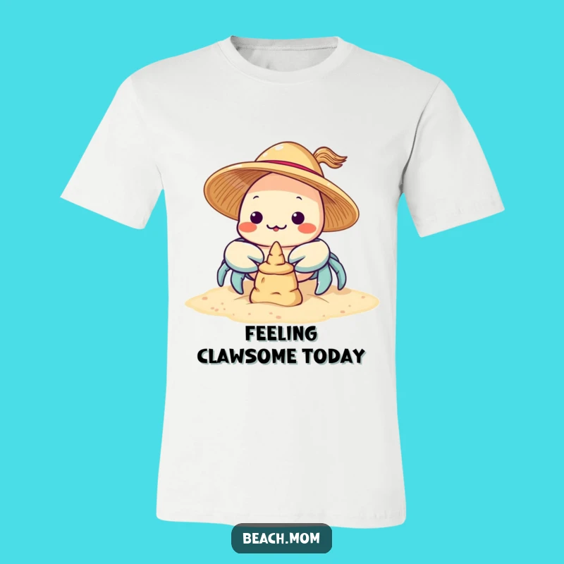 Funny Kawaii Crab Sandcastle T-Shirt: Cute Beach Character Funny Gift