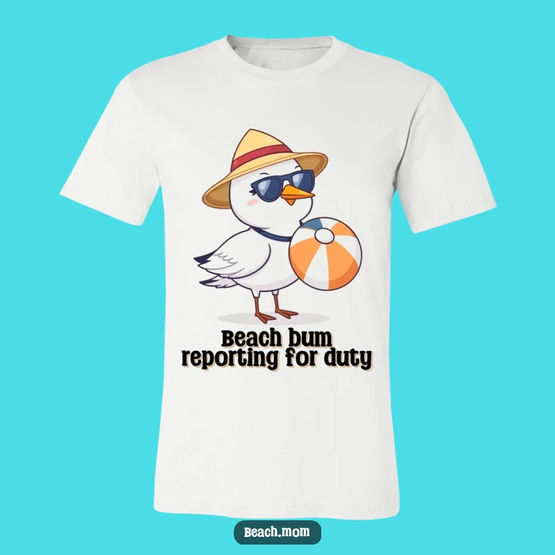 Funny Seagull Beach Ball T-Shirt - Cool Sun Hat Sunglasses Tee for Laughs