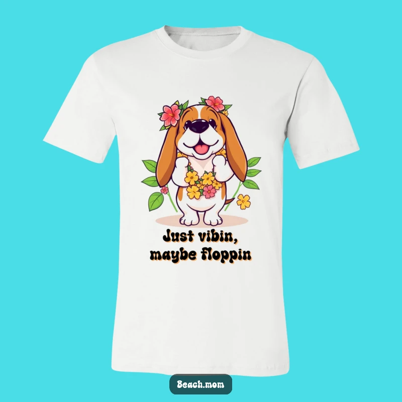 Funny Basset Hound Hula Dancer T-Shirt - Hilarious Tropical Hawaiian Gift Tee