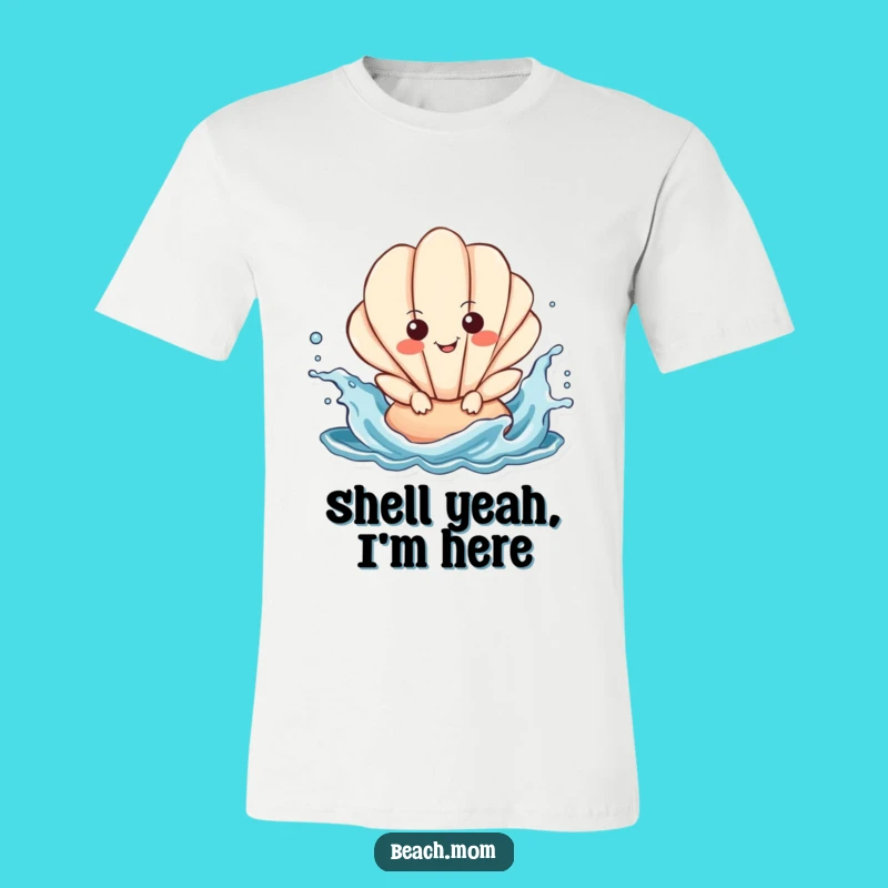 Funny Seashell Splashing T-Shirt: Playful Ocean Character Funny Gift Tee
