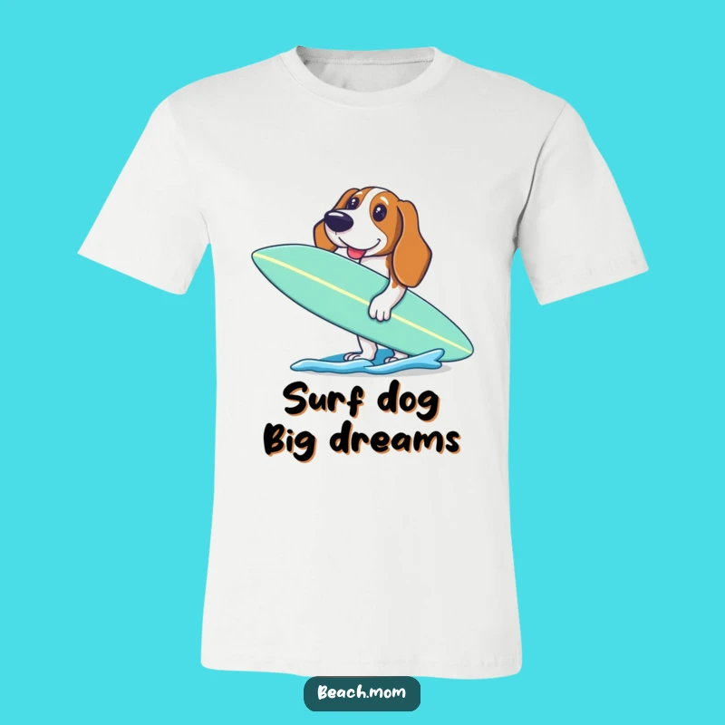 Funny Basset Hound Surf Dog T-Shirt - Excited Paddle Tee