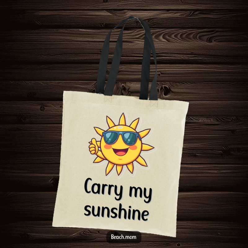 Funny Sun Tote Bag: A smiling sun with sunglasses gives a thumbs up, perfect for carrying items.