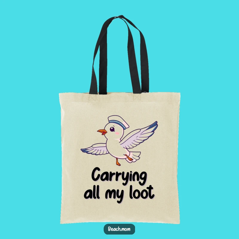 Funny Seagull Sailor Tote Bag: Delighted Bird Soaring Happily