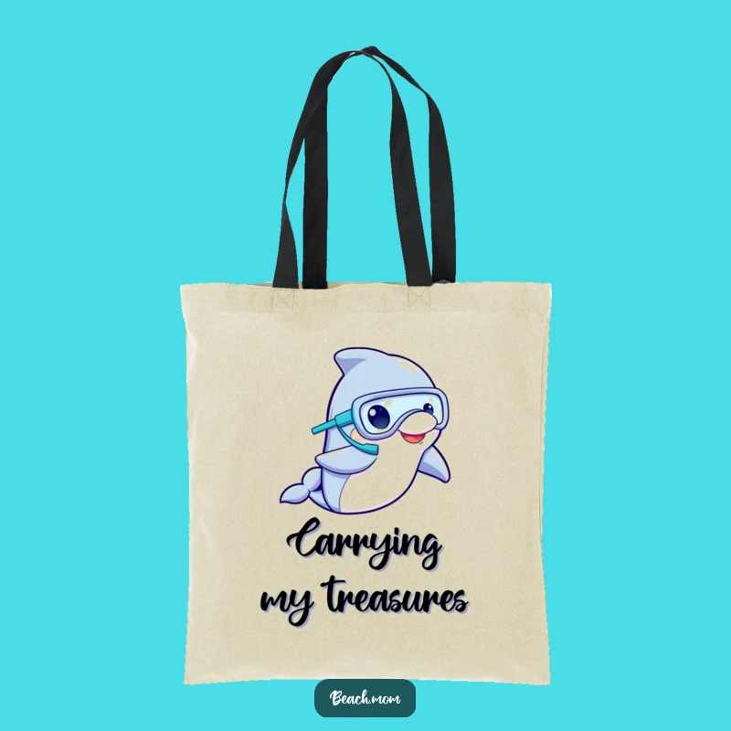 Funny Dolphin Snorkeler Tote Bag: Hilarious Ocean Accessory, Perfect Funny Gift for Shoppers