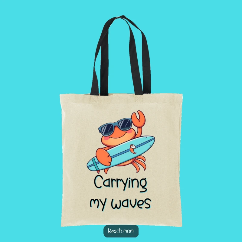Funny Crab Sunglasses Surfboard Tote Bag - Beach Day Essential Accessory