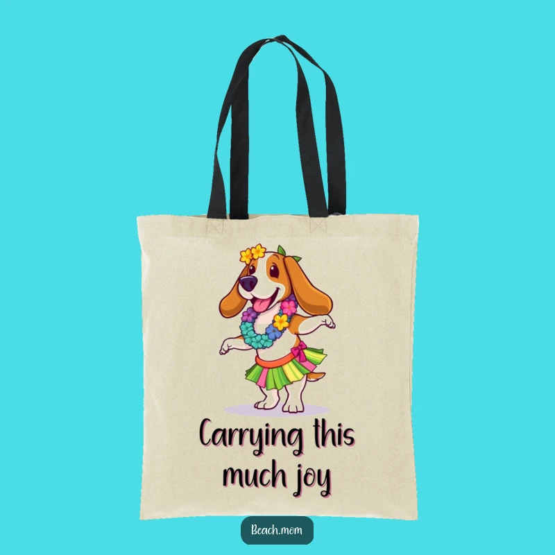 Funny Basset Hound Hula Dancer Tote Bag: Hilarious Tropical Hawaiian Carry-All Gift