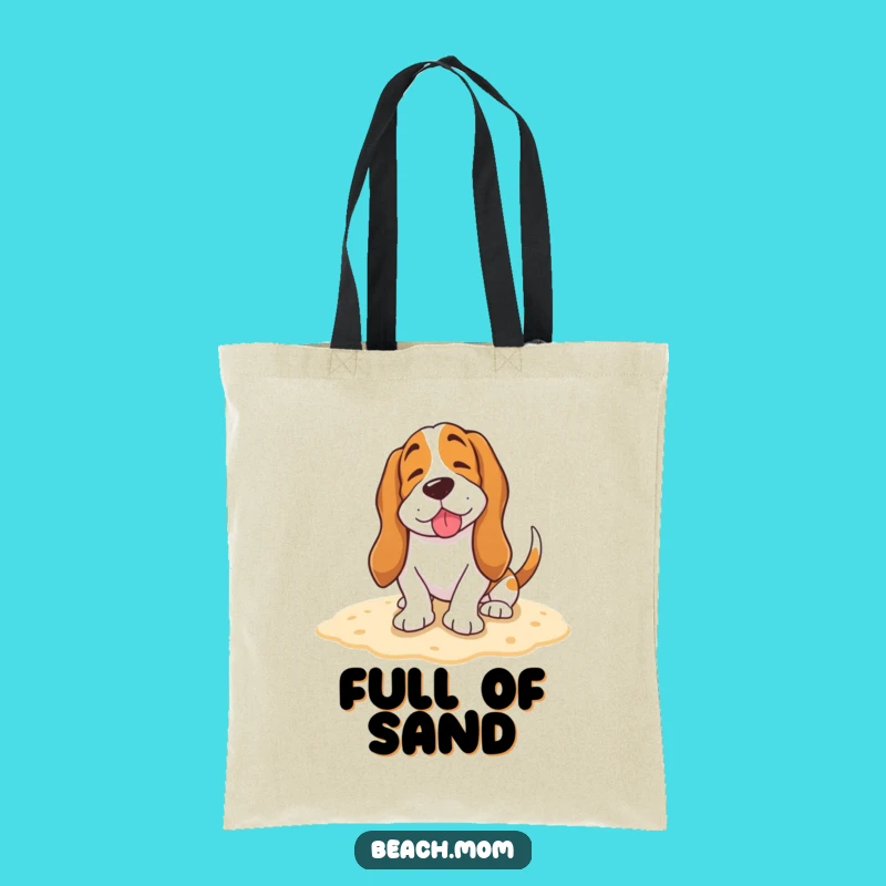Funny Basset Hound Beach Tote Bag - Happy Sigh Sand Bag