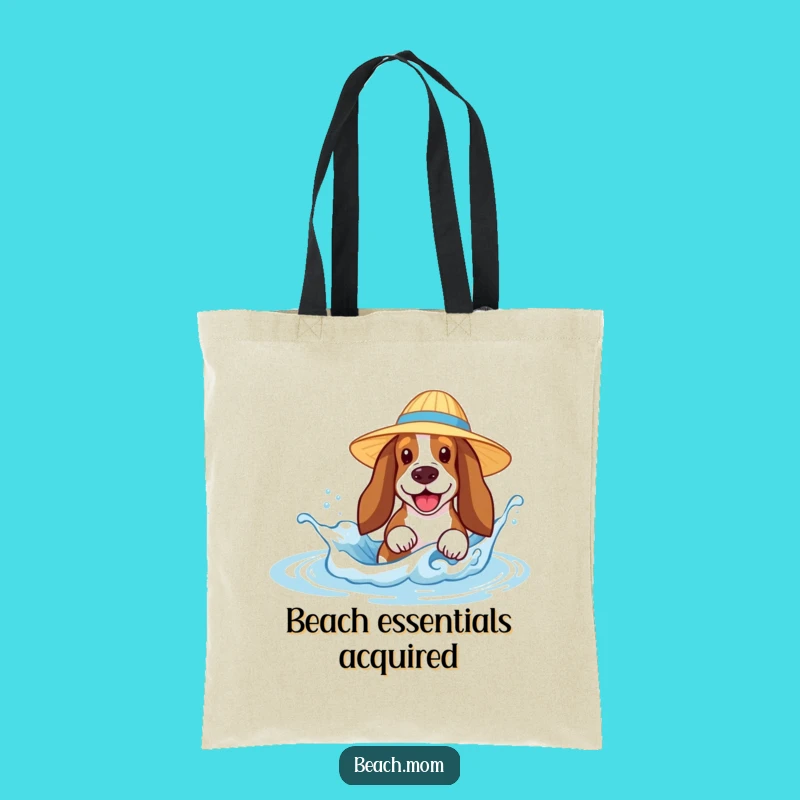 Funny Basset Hound Beach Tote Bag - Joyful Splash Canvas Bag Gift