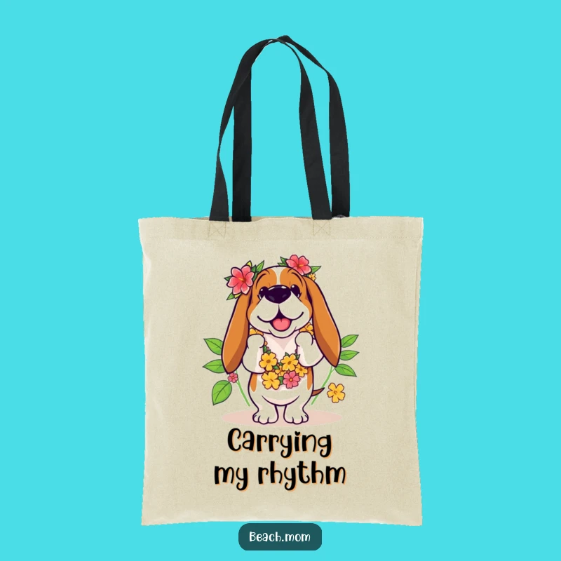Funny Basset Hound Hula Dancer Tote Bag - Hilarious Tropical Beach Gift