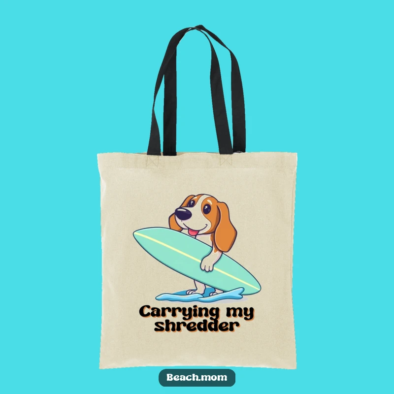 Funny Basset Hound Surf Tote Bag - Excited Paddle Beach Bag