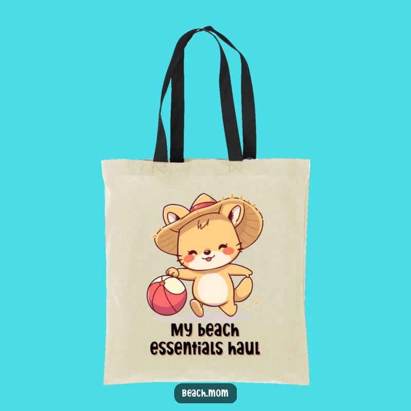 Funny Beach Chasing Animal Tote Bag, Straw Hat Character, Perfect Gift for Beach Goers