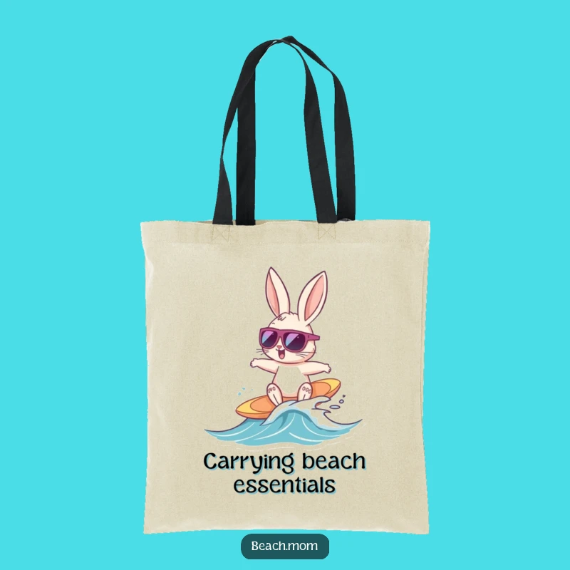 Funny Bunny Surfer Tote: Carry Your Beach Vibes with Style