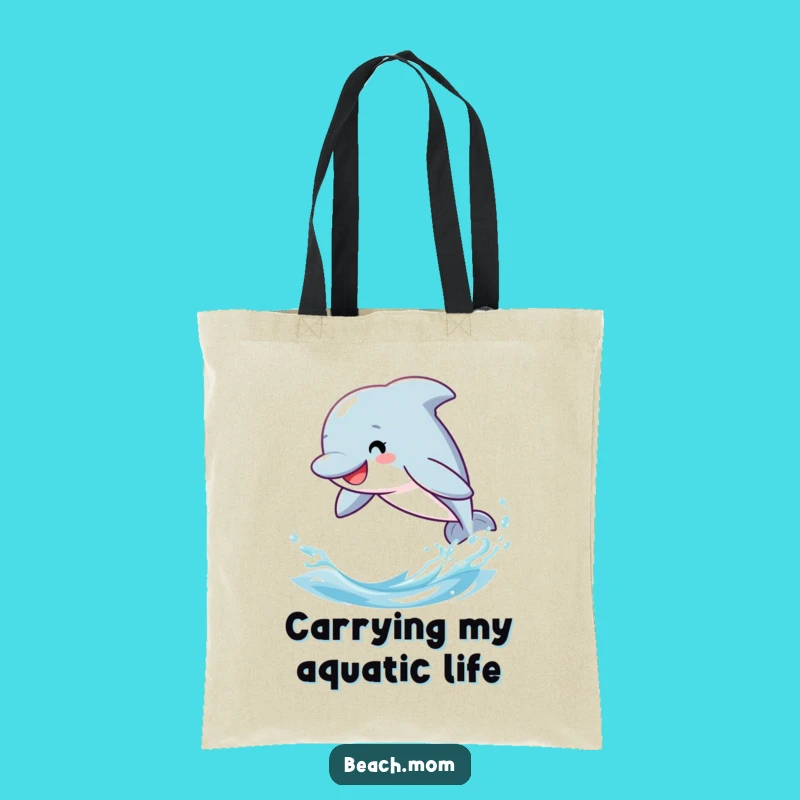 Funny Dolphin Tote Bag - Playful Cartoon Accessory for Beach Days