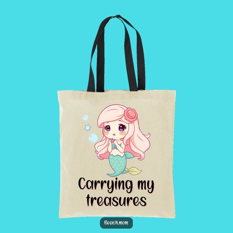 Funny Happy Mermaid Bubbles Tote Bag - Whimsical Sea Accessory!