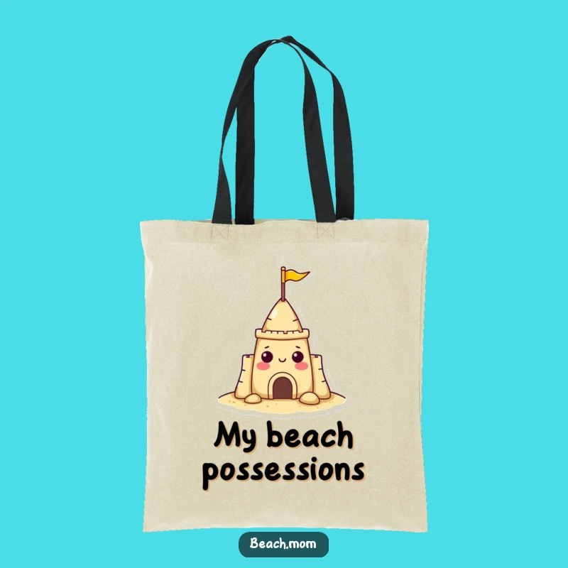 Funny Sandcastle Tote Bag: Cheerful Beach Character Carry-All, Gift