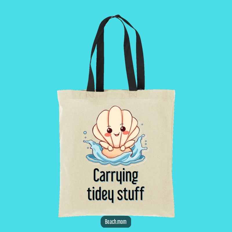 Funny Seashell Splashing Tote Bag: Playful Ocean Character Funny Gift Bag