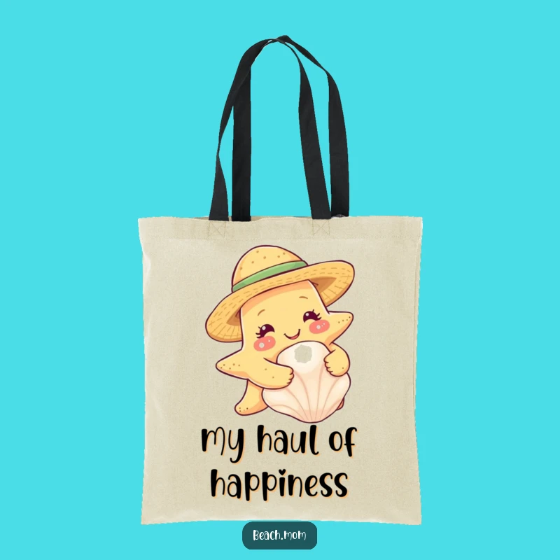 Funny Starfish Seashell Hug Tote Bag - Cute Straw Hat Beach Carryall Gift