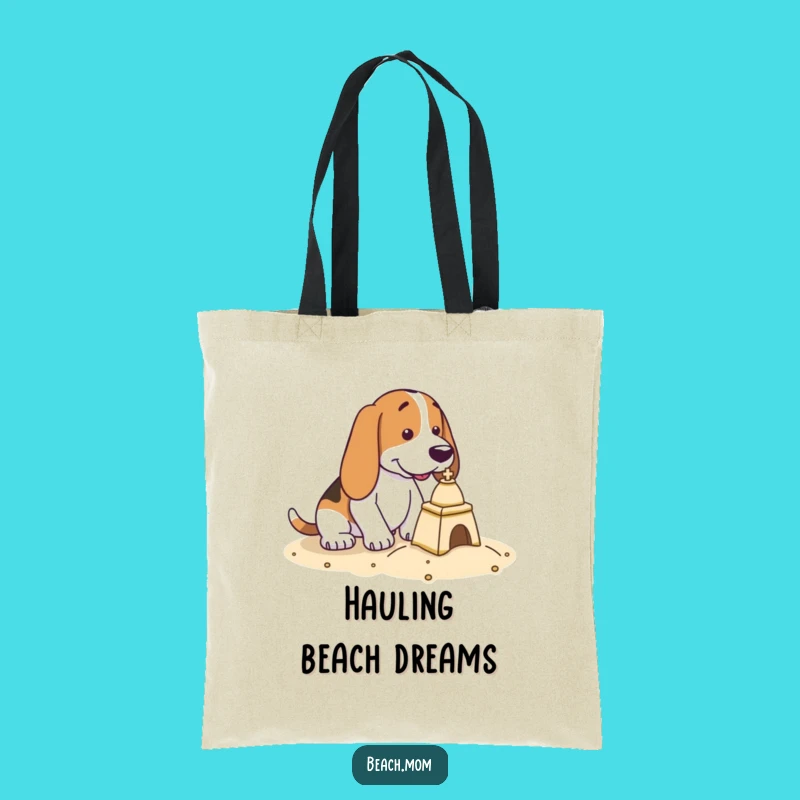 Funny Basset Hound Sandcastle Tote Bag - Beach Day Essential Gift