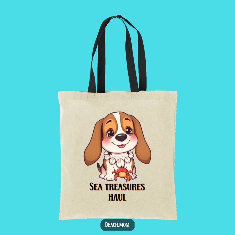 Funny Basset Hound Beach Tote Bag: Cute Dog Accessory for Shoppers